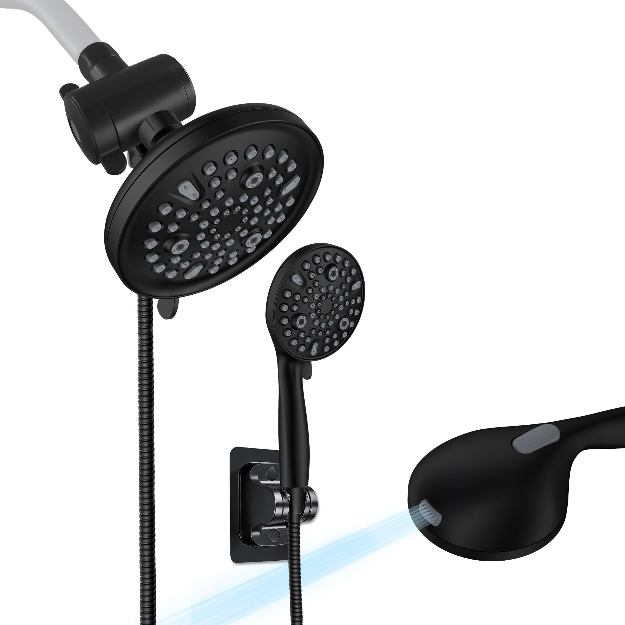 Buy 90 Settings Matte Black Dual Shower Heads with Handheld Spray Combo