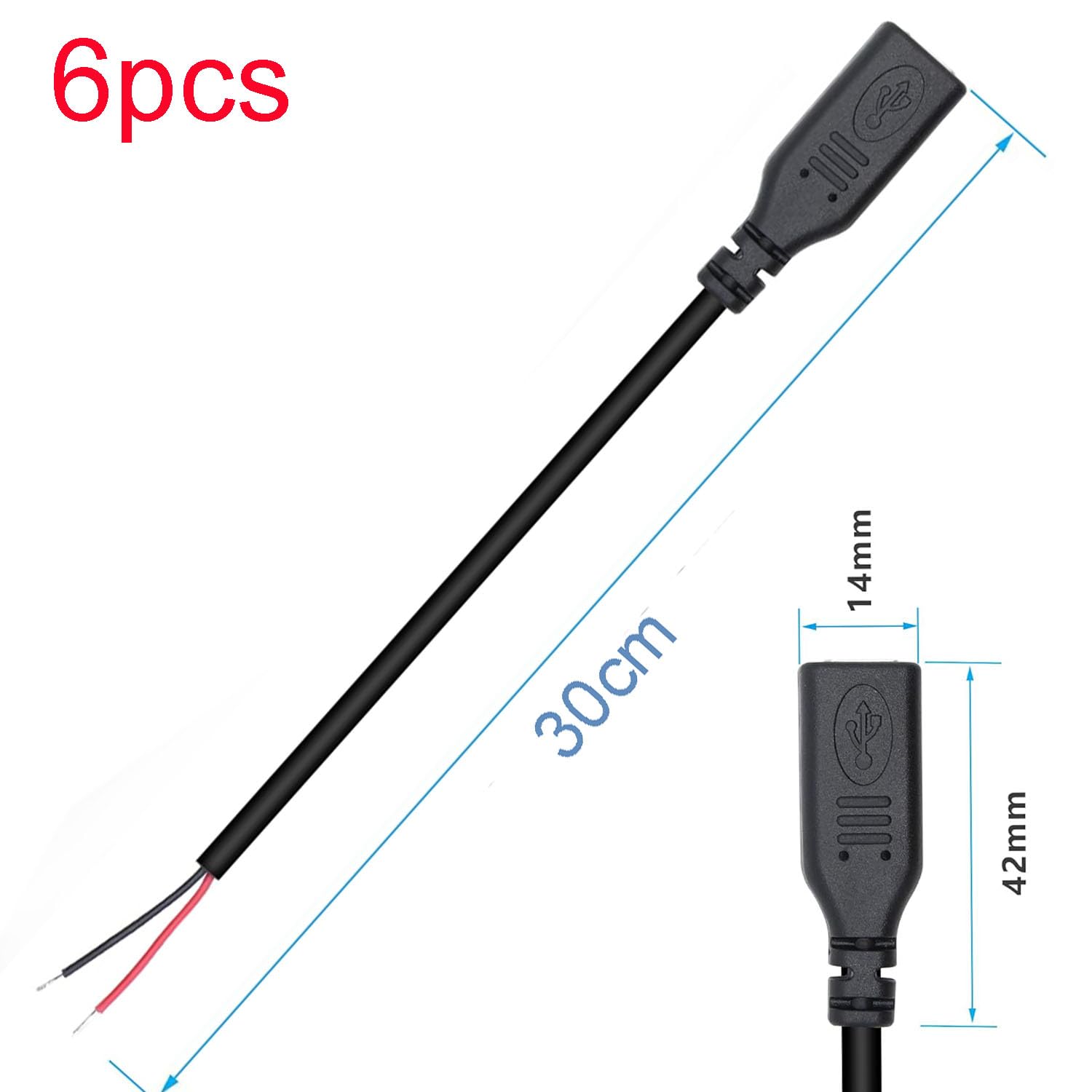 RUNCCI-YUN 5Pcs Connettore maschio USB Type-C, 90 Gradi Angolo Retto 22AWG 5V 3A Spina USB Cavo nudo a 2 pin,connettore usb a saldare,Cavo di prolunga USB Type-C,cavo Pigtail USB(100cm