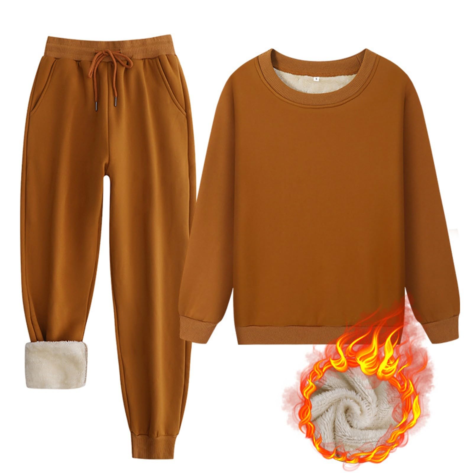 Chándal de invierno de forro polar con capucha y forro acogedor, conjunto de pantalones deportivos, ropa informal