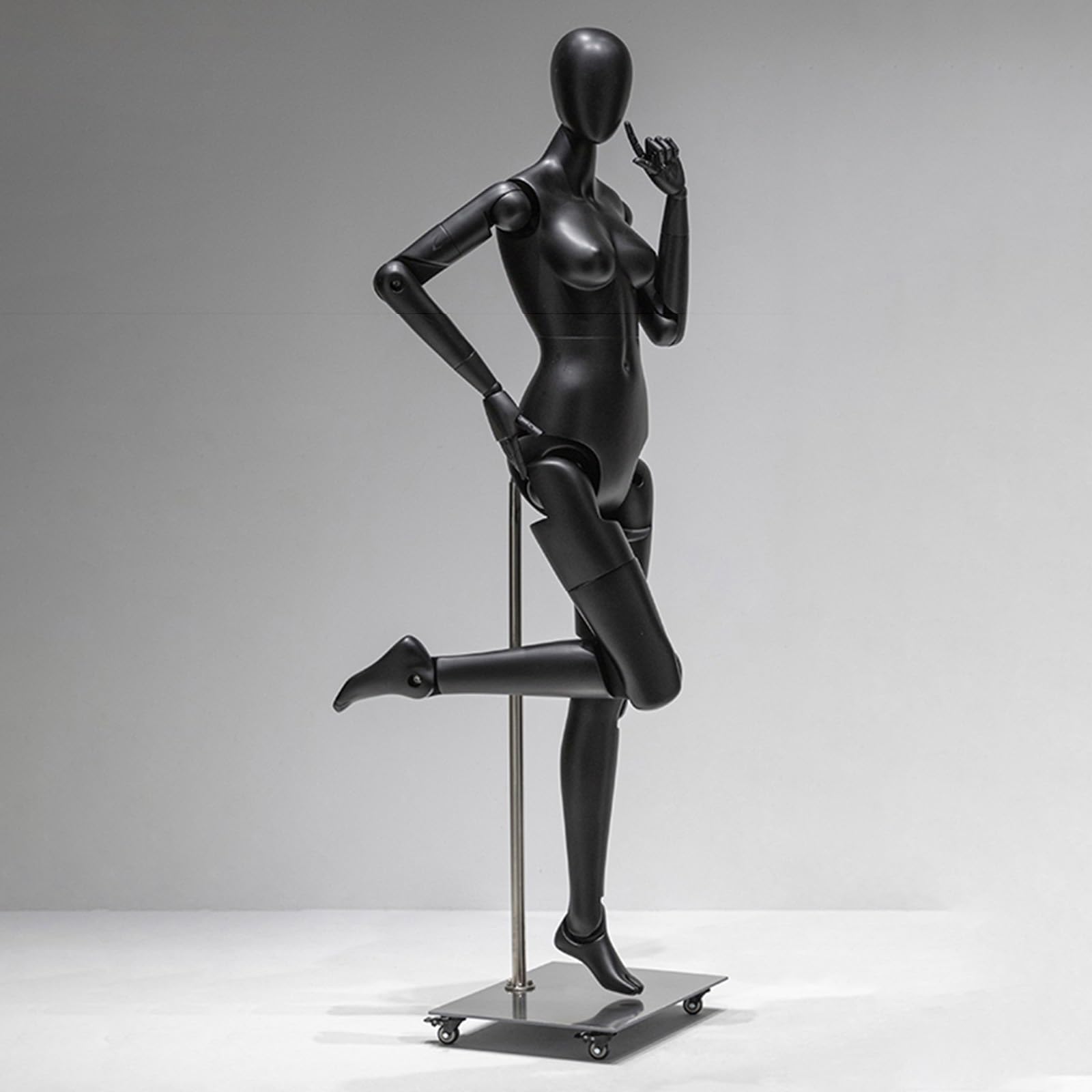 Manichino Femminile A Grandezza Naturale Senza Volto, Manichino Adulto Snodabile A Figura Intera Commerciale, Manichino per Abbigliamento da Seduto/in Piedi(Black)