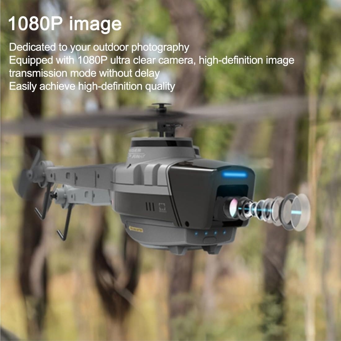 Drone da ricognizione C128 con telecamera 1080P - Elicottero telecomandato di livello militare for ricognizione aerea, 2.4G 4CH, giroscopio a 6 assi, ideale for adulti e principianti (include 3 batter