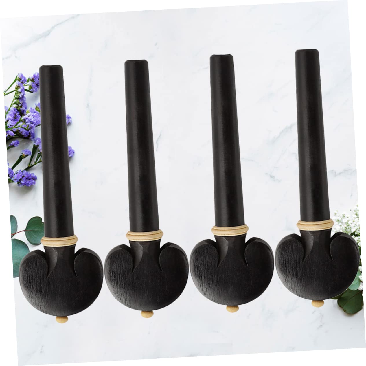 HANABASS Set of 4 Solid Wood Cello Pegs Ebony Cello Shaft Handle Musical Accessories Parts