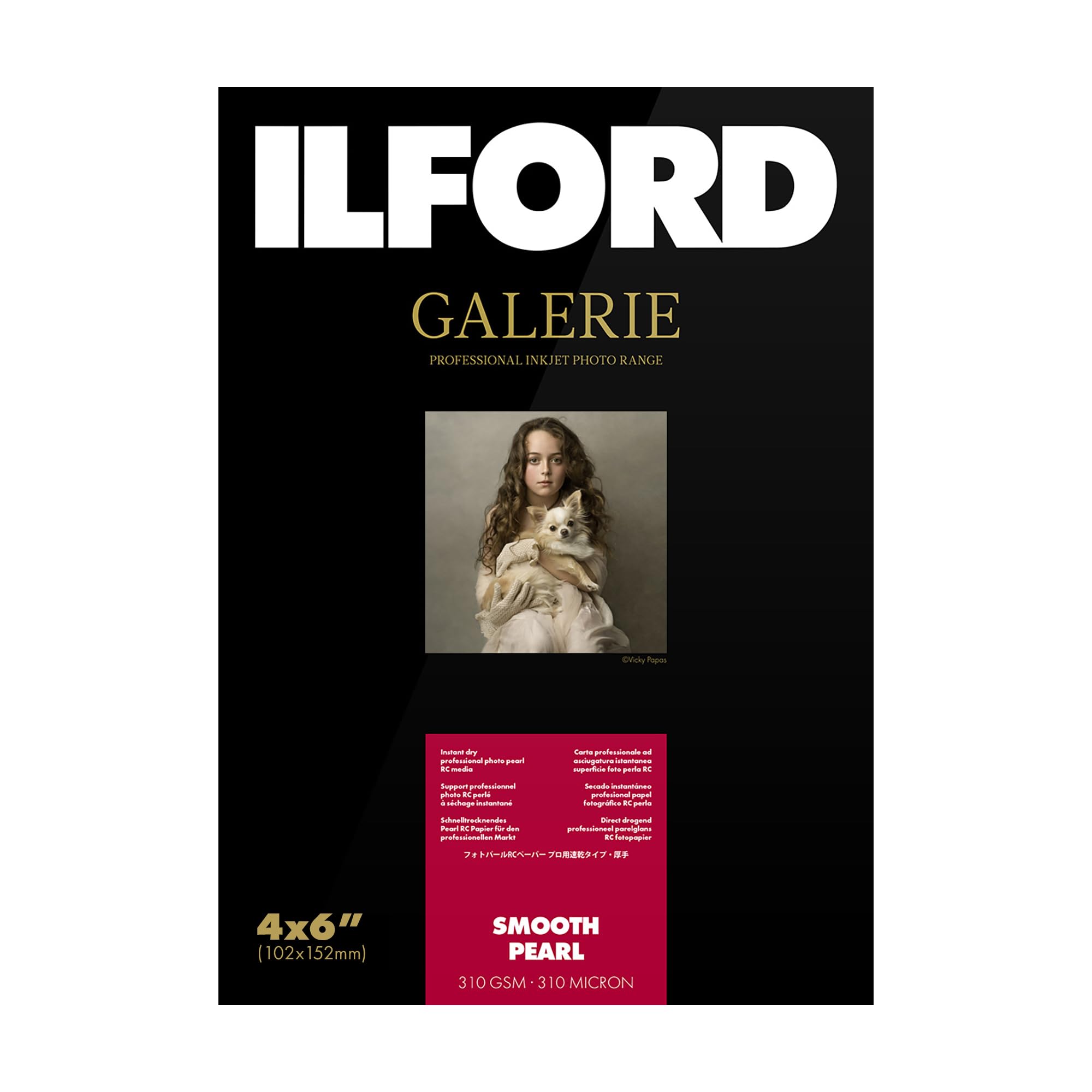 ILFORD Galerie 4x6” (100 sheets) SMOOTH PEARL Instant Dry Archival Photo Inkjet Paper 12mil / 310gsm for Dye and Pigment ink printers, Color and Black and White, Made in Germany