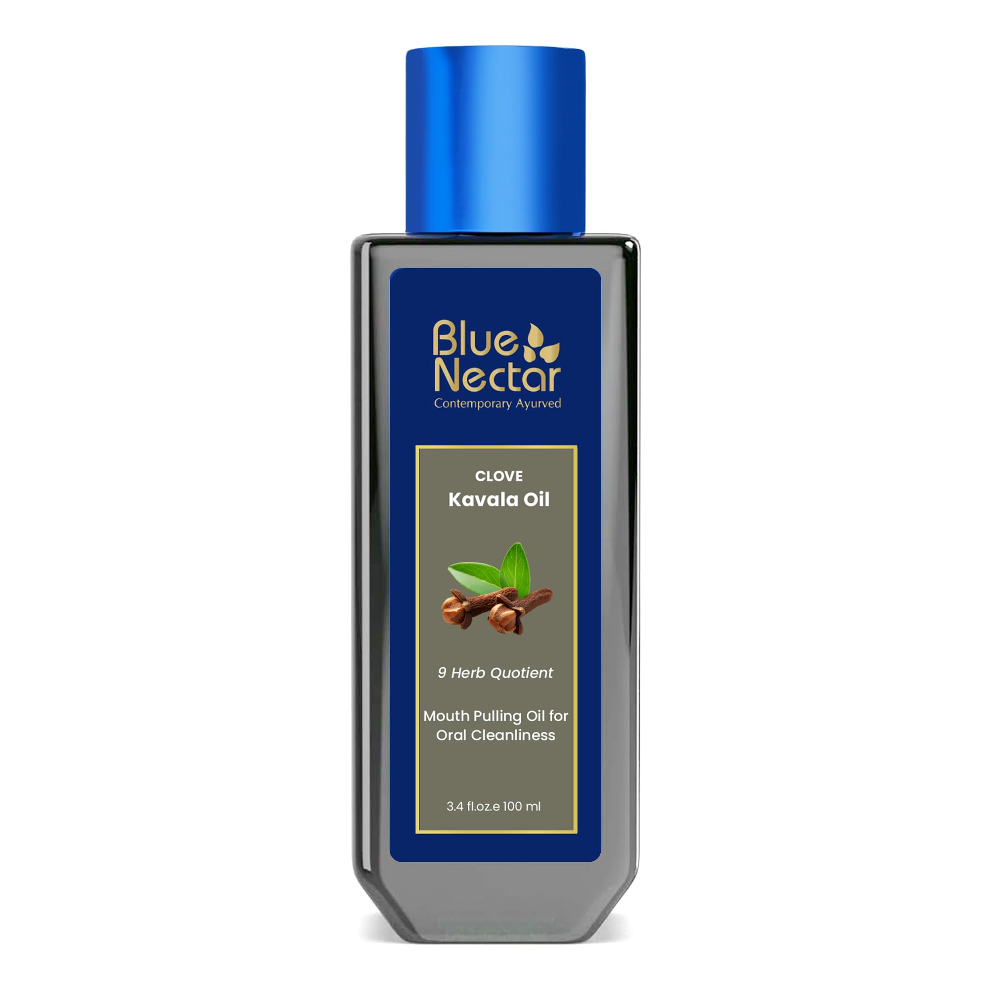 Blue Nectar Clove Oil Pulling for Mouth | Ayurvedic Mouth Wash for Oral Care | Natural Coconut Oil for Mouth Detox & Fresh Breath | Alcohol Free Mouth Wash (9 Herbs, 100ml)