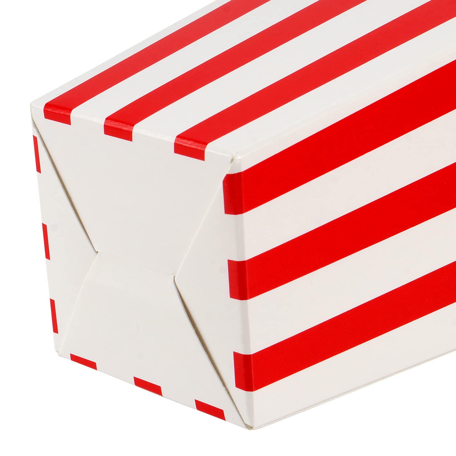 SEUNMUK 120 boîtes de pop-corn en papier rayé, 280 g/m², mini sacs de pop-corn en carton, petites boîtes de bonbons en papier, pour les soirées cinéma, les fêtes, les mariages, rouge et blanc.