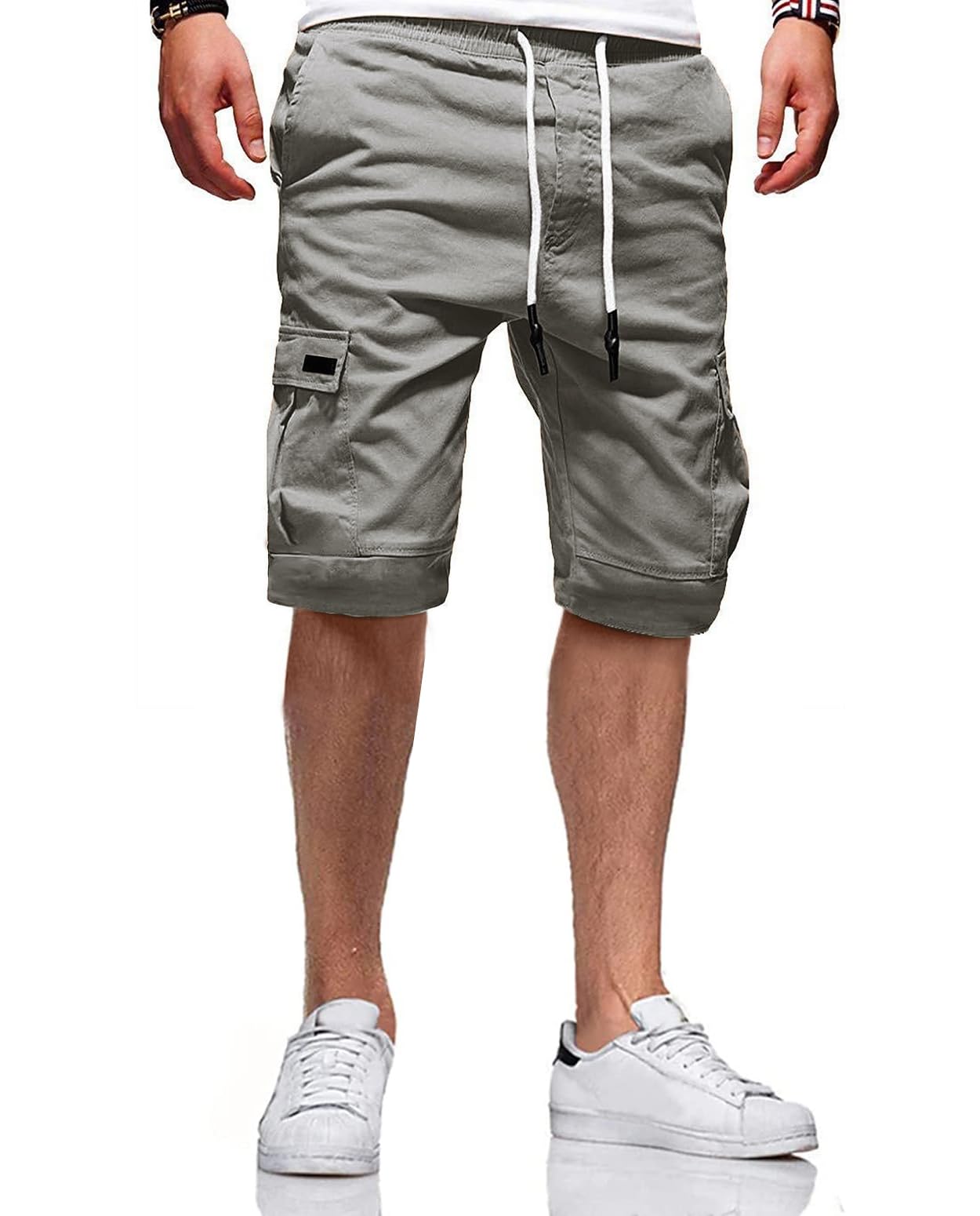 JACKETOWN Kurze Hosen Herren Cargo Shorts Baumwolle Bermuda Shorts Herren Sommer Freizeithose Elastische Taille mit Taschen