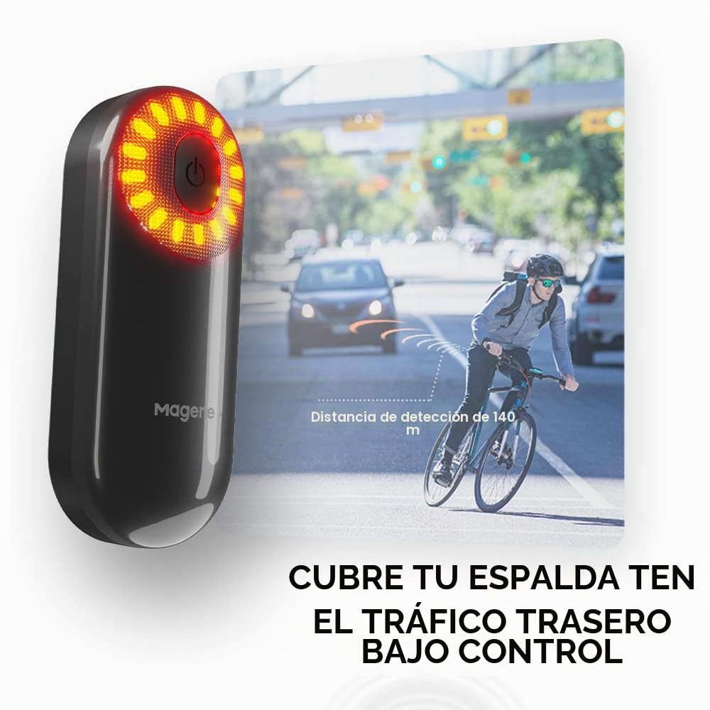 Magene L508 Luz trasera de radar de bicicleta, 5 modos de luz, luz trasera de bicicleta recargable tipo C para ciclismo MTB, bicicleta, batería de larga duración