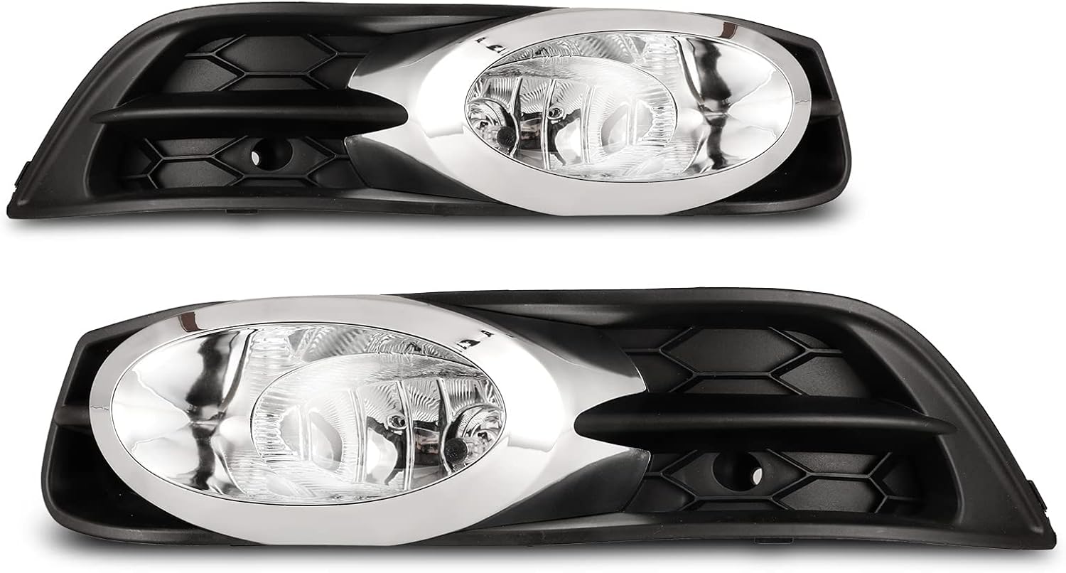 Fog Lights for Honda Civic Coupe 2Dr 2012 2013 with H11 12V55W Bulbs Fog Lamps Replacement Included Wiring Kits & Switch-1 Pair (Clear Glass Lens)