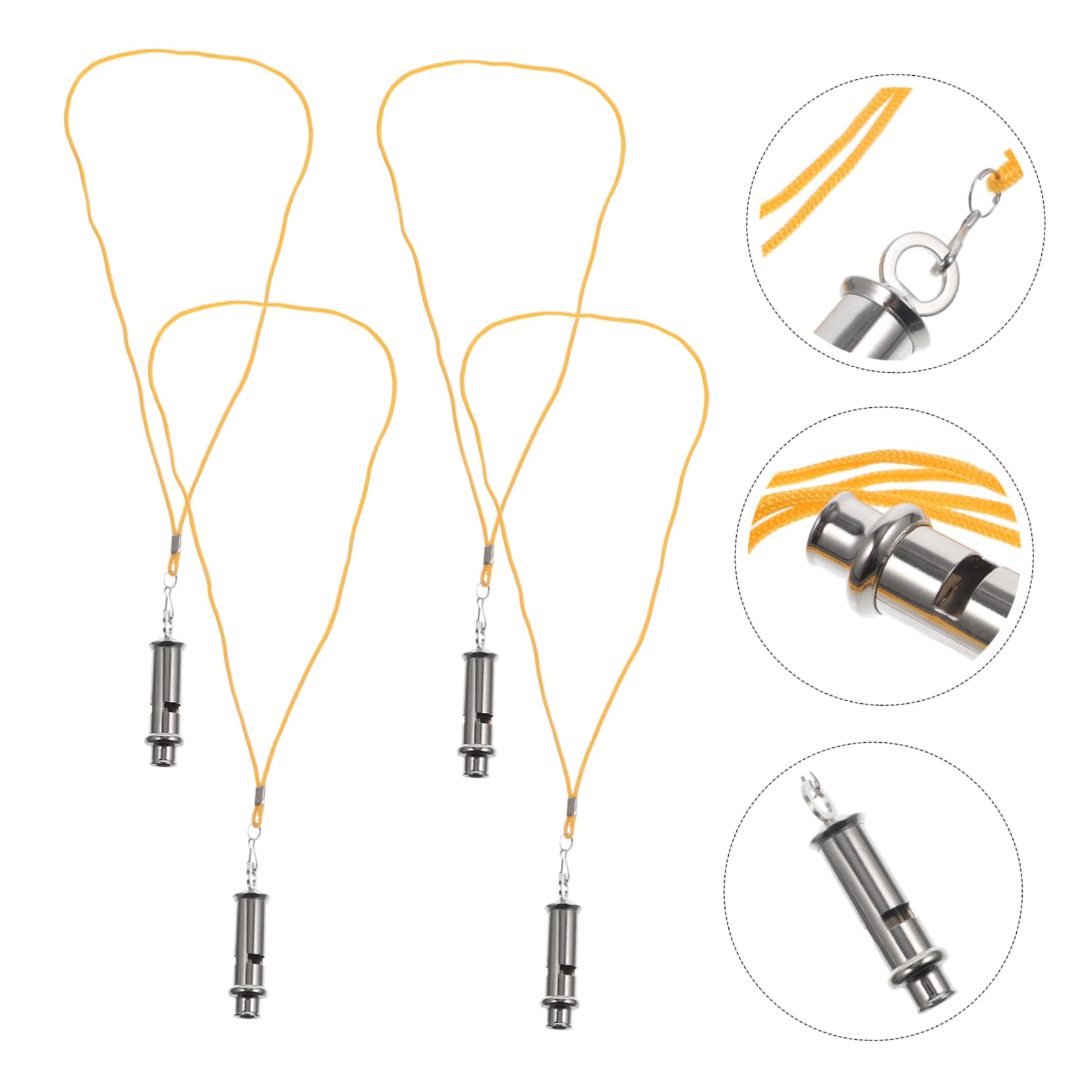 Happyyami 4Pcs Loud Whistles with Lanyard Professional Referee Match Whistle Pendants for Sports Training Emergency Lightweight Durable Design for Athletes and Lifeguards