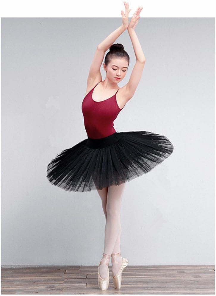 WENDYWU Women Professional Swan Ballet Tutu Dress Hard Organdy Platter Performance Leotard Skirt (M, Black) - Image 5