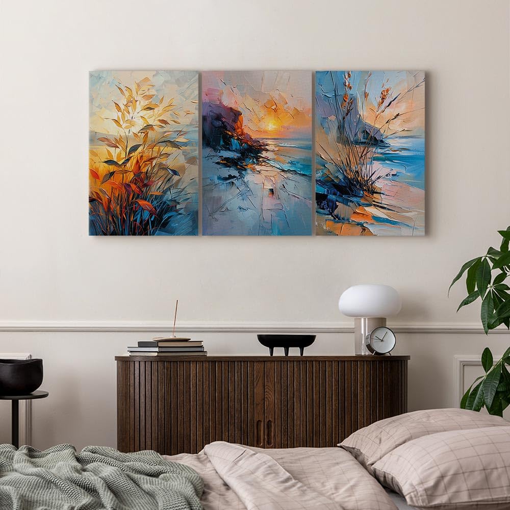 murando - Leinwandbild Set Akustik-Wandbilder 3er, 180x90 cm, 3-teilig | Hochwertige Leinwand, sofort aufhängbar, ideal fürs Wohn- oder Schlafzimmer, wasserfest und lichtecht, langlebig, stilvoll