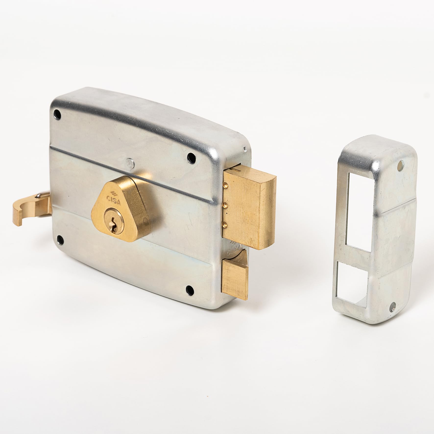CISA - Serrure de porte en fer à appliquer 15052160179 - Serrure en acier galvanisé avec cylindre et tige en laiton - Serrure de porte extérieure Entrée 60 - Main Droite Appliquer