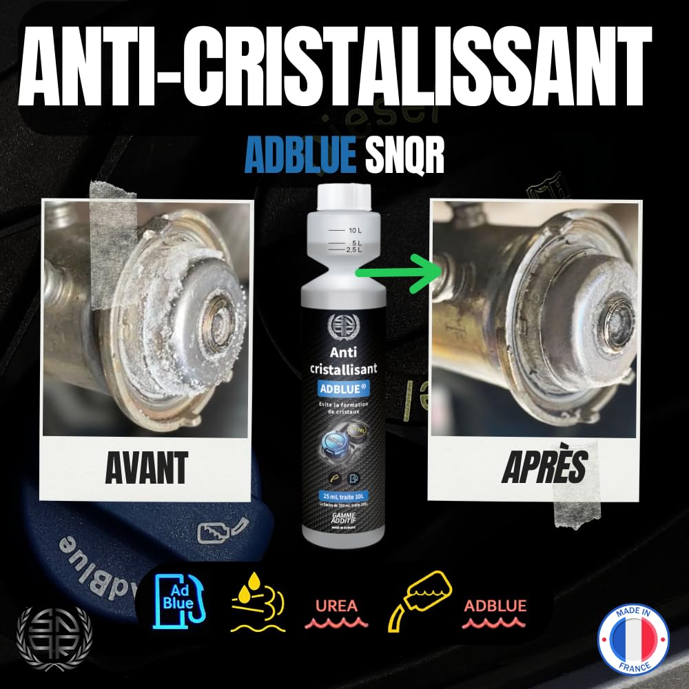 Anti-Cristallisant AdBlue Additif 250mL – Prévention Cristallisation, Protection SCR, 1 Flacon Traite 100L, Anti-Cristaux, Anti-Panne, Nettoie Injecteur – Compatible Voiture, Camion