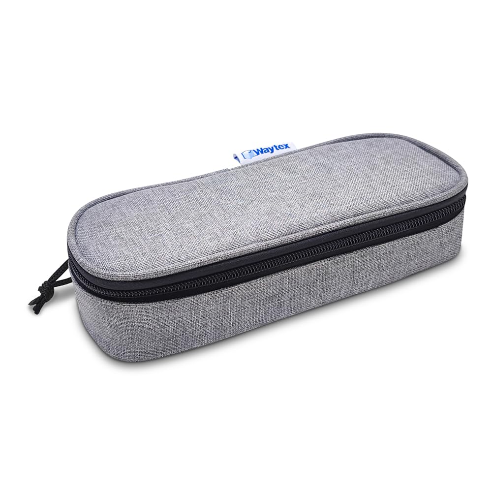 Waytex 931161 Large Capacity Semi Rigid Oval Zip Pencil Case for School Office, Storage, Cosmetics, 23 x 9 x 6 cm, Grey, Grey