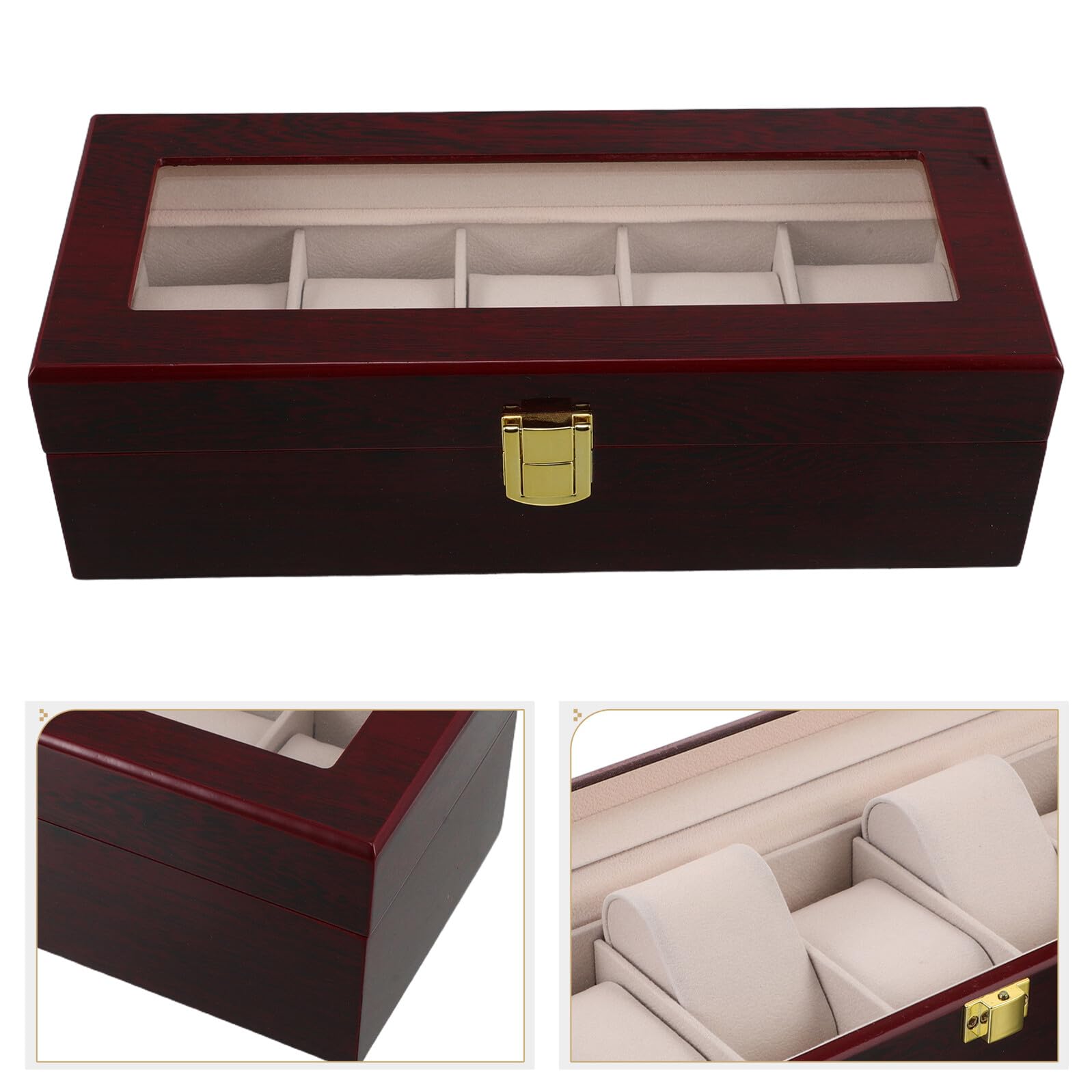 ifundom Caja de Reloj para Hombre de Madera Lacada Estuche Portátil con Compartimentos Organizador de Relojes para Viajes y Hogar Caja de Almacenamiento de Relojes