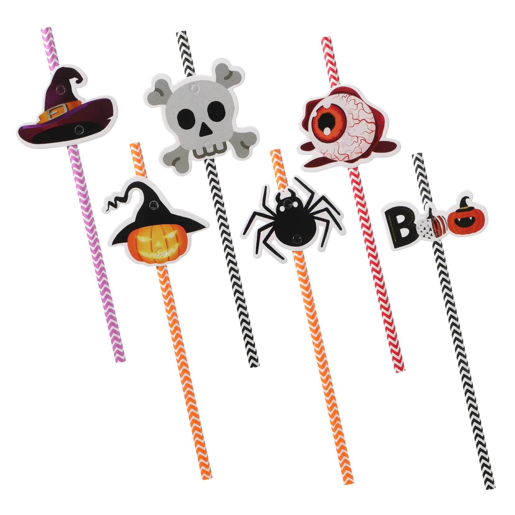 PRETYZOOM 6 Confezioni Cannucce di Halloween Stampa Righe Colorata Cannucce di Carta per Feste per Uso Familiare o Party