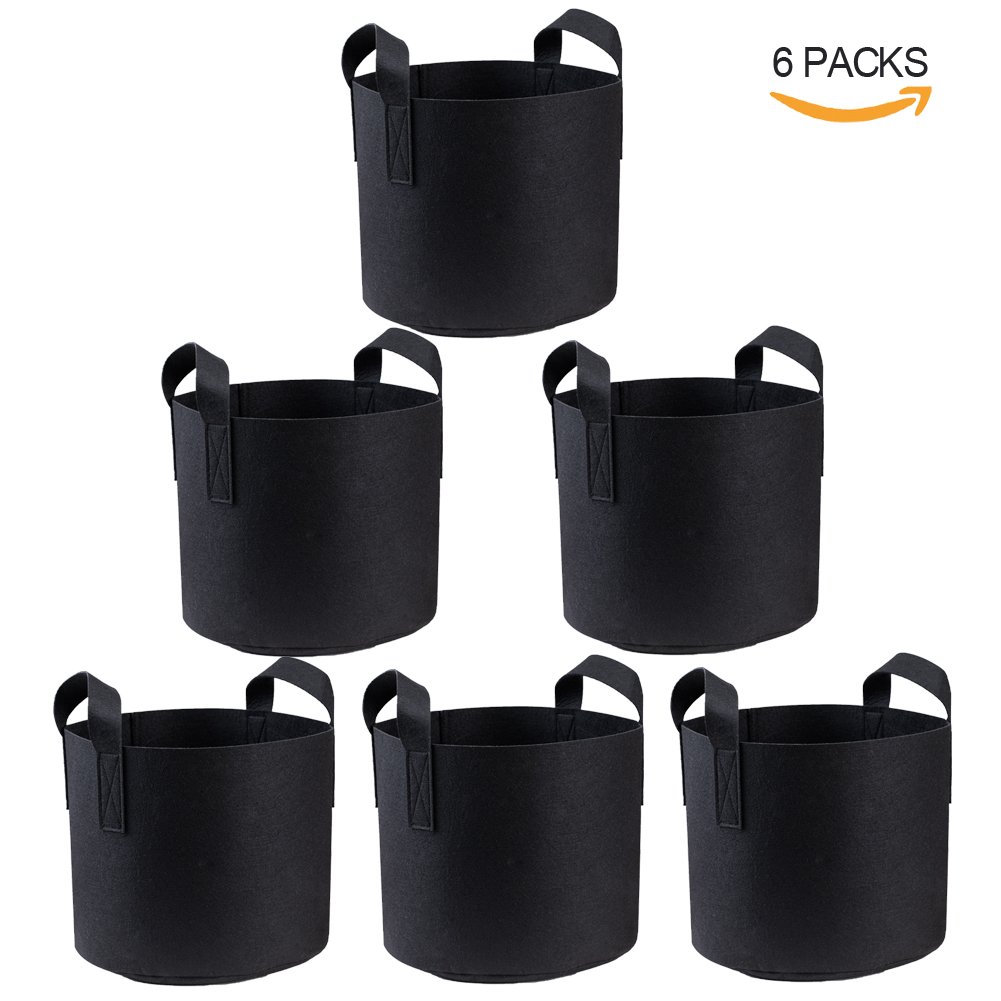 Premium Grow Bags /Aeration Fabric Pots - Gardening Plants Growing Pots 6-Pack 25 Gallon Perfect Quality Heavy Duty Fabric Grow Bags with Sturdy Handles