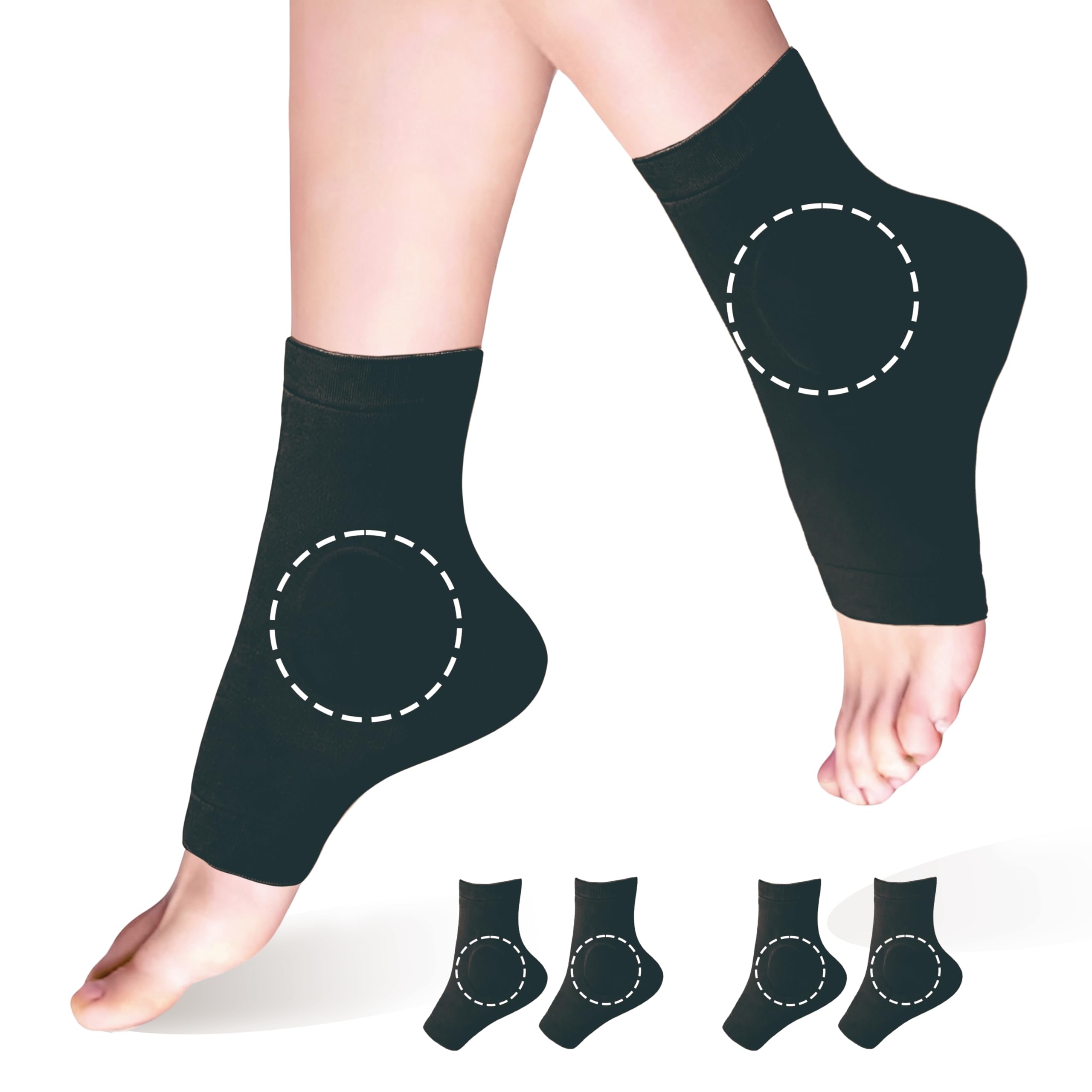 NCEDNㅤ Ankle Protector Gel Sleeve - Gel Padding for Skates, Relieves Ankle Pain, Great for Ice Skating, Roller Skating, Skiing, and Hockey, 2 Pairs, Black