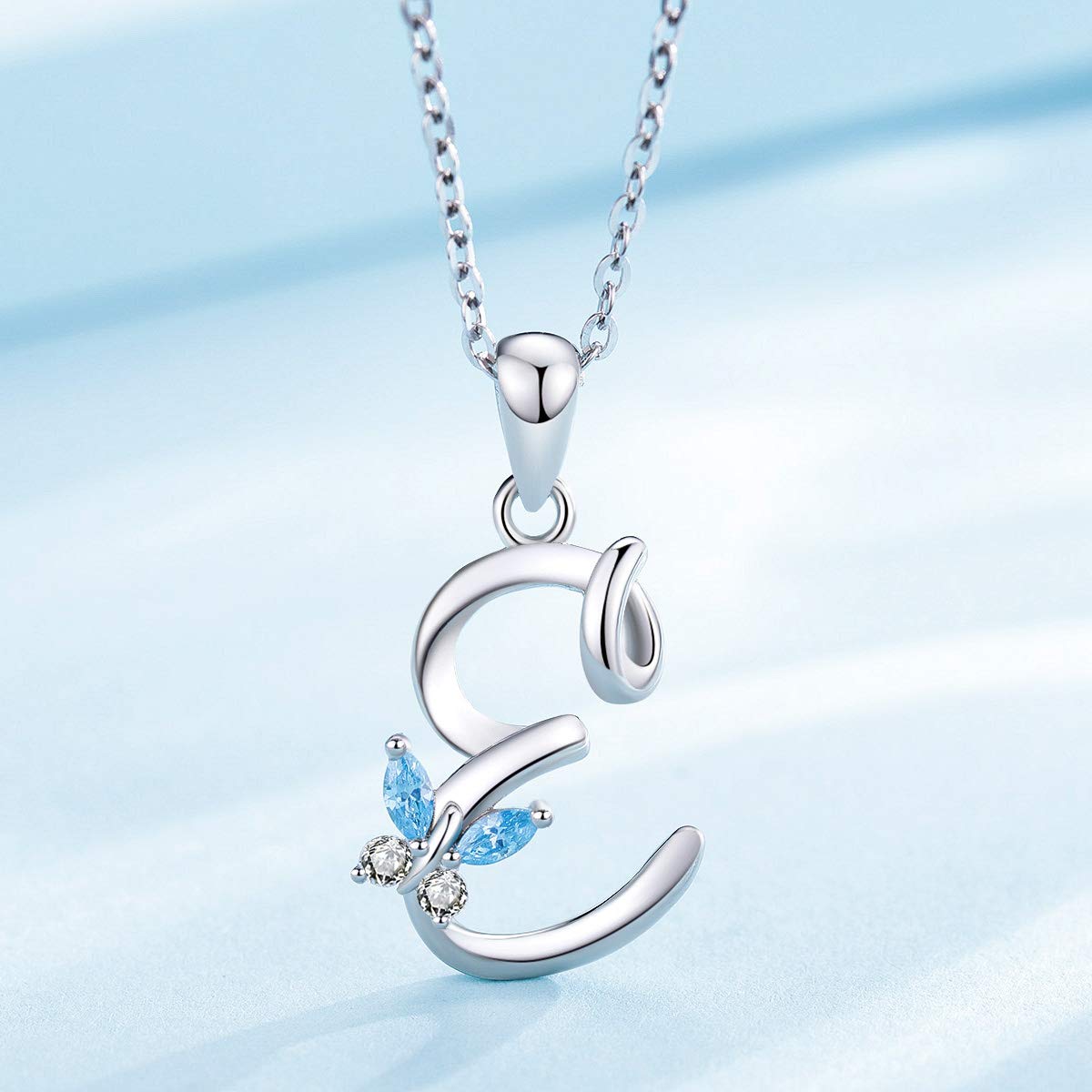 Collana Iniziale Argento Sterling 925 26 Lettere dell'Alfabeto Ciondolo Personalizzato Nome Gioielli Collane Regali per Donne Ragazze Festa della Mamma, Catena 45 cm