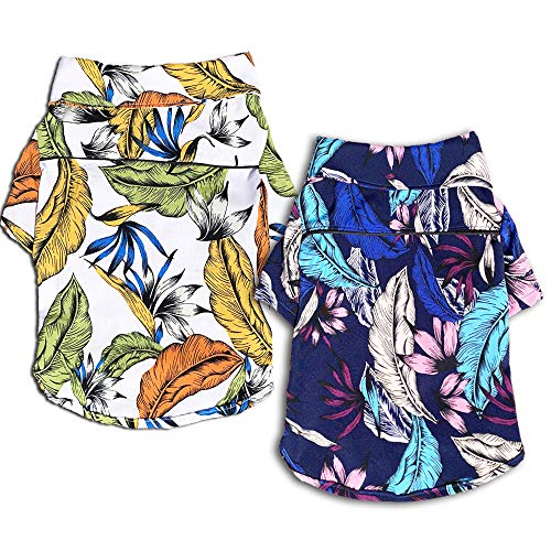 Chol&Vivi Dog Shirts Hawaii, Hawaii Dog Shirts 2pcs Shirts for Dog Cat, Dog Shirts Summer for Small Medium Large Extra Large Size Dog, Shirts for Dog, Soft and Breathable, Blue and White, Large Size