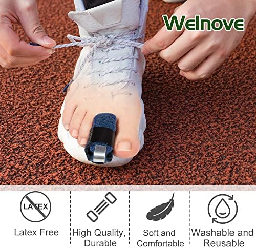 Welnove 1 Pair Toe Splint,Toe Straightener for Hammer Toe,Bent Toe,Claw Toe,Crooked Toe,Toe Wrap to Align and Support Toe -- Blue