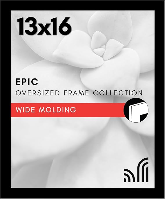 Americanflat 13x16 Picture Frame with Polished Plexiglass - Black Picture Frame - Wide Photo Frames Made of Engineered Wood for Vertical or Horizontal Wall Display - Epic Collection - Black