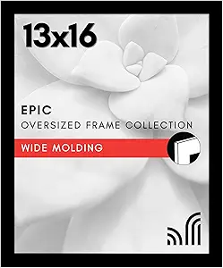 Americanflat 13x16 Picture Frame with Polished Plexiglass - Black Picture Frame - Wide Photo Frames Made of Engineered Wood for Vertical or Horizontal Wall Display - Epic Collection - Black