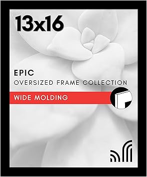 Americanflat 13x16 Picture Frame with Polished Plexiglass - Black Picture Frame - Wide Photo Frames Made of Engineered Wood for Vertical or Horizontal Wall Display - Epic Collection - Black