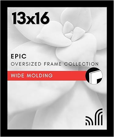 Americanflat 13x16 Picture Frame with Polished Plexiglass - Black Picture Frame - Wide Photo Frames Made of Engineered Wood for Vertical or Horizontal Wall Display - Epic Collection - Black