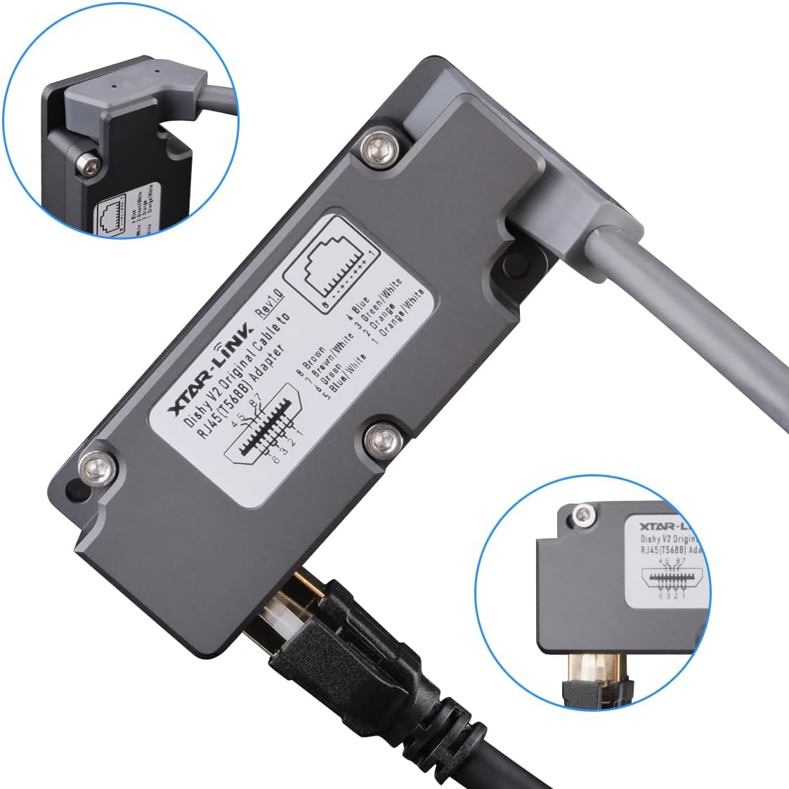 XTAR Starlink PoE Injector-150W GigE with Starlink Dish Cable Adapter to RJ45,Starlink Ethernet Adpater Kit- Surge & ESD Protection with High-Speed Network, Ideal for Starlink Internet Kit Satellite