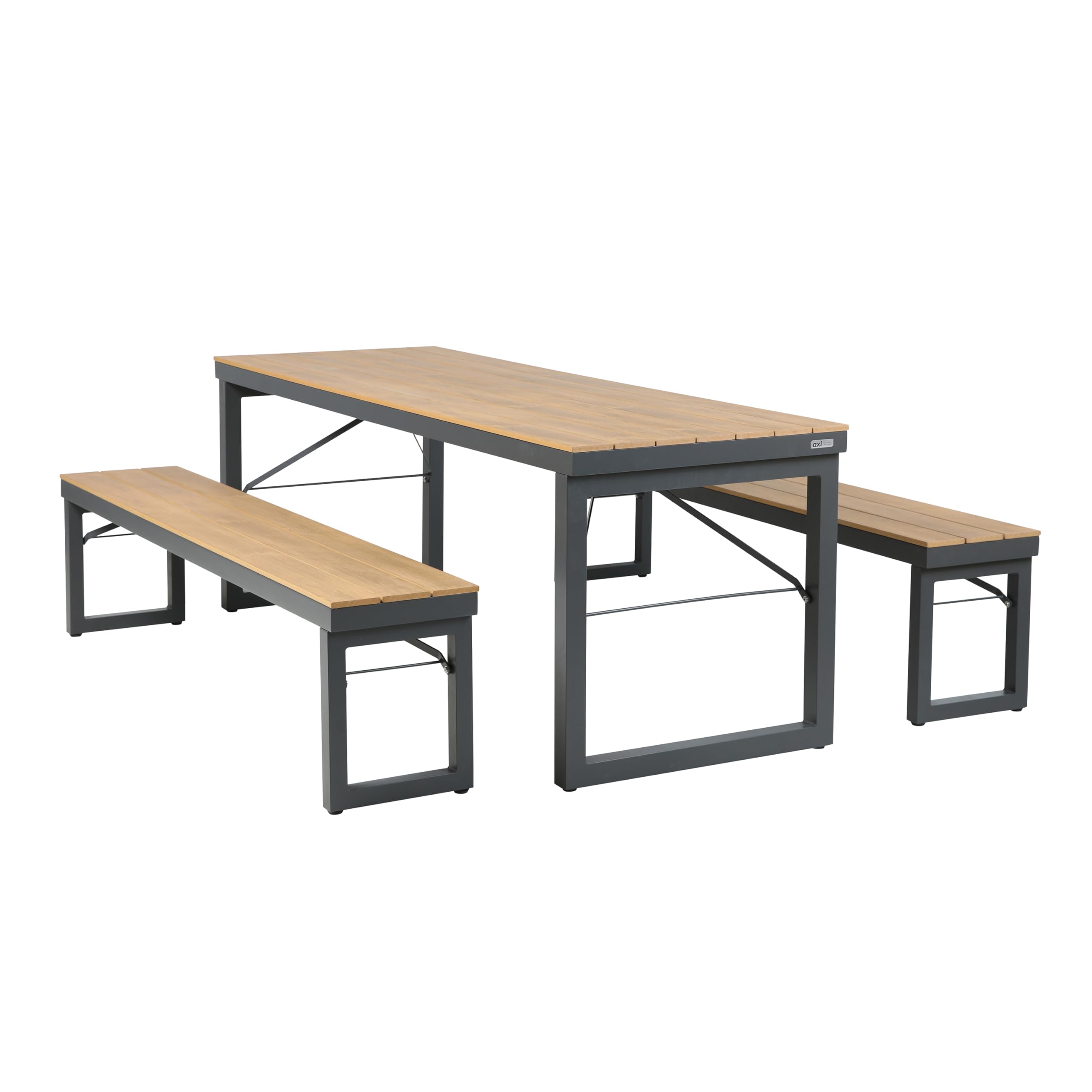 AXI Chianti Salon De Jardin avec Table Et 2 Bancs en Anthracite/Marron pour 6-8 Personnes | Bois avec Banc Aluminium/Polywood