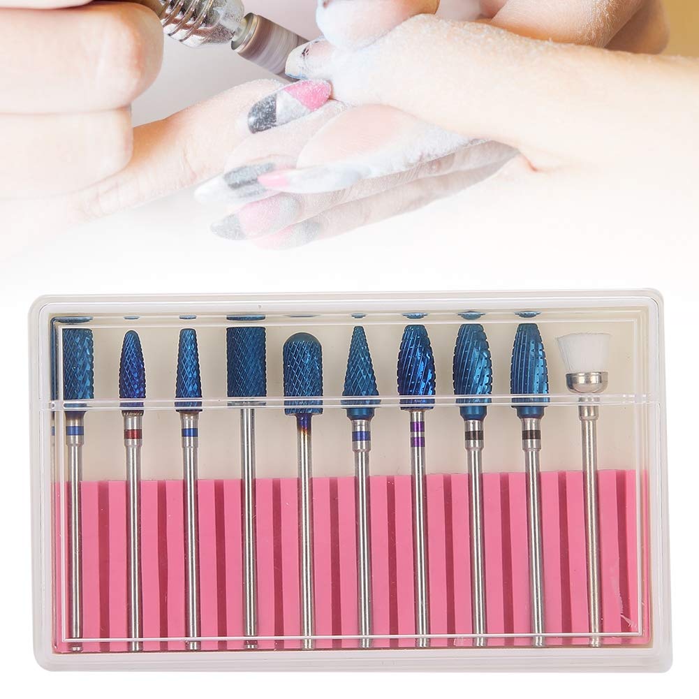 10pcs Fresa per Unghie Professionale, Cuticole Remover Set di Punte per Smerigliatura di Nail Art per Unghie Morte Rimozione Punte Trapano per Unghie Levigatura Set di Punte per Lucidatura Set