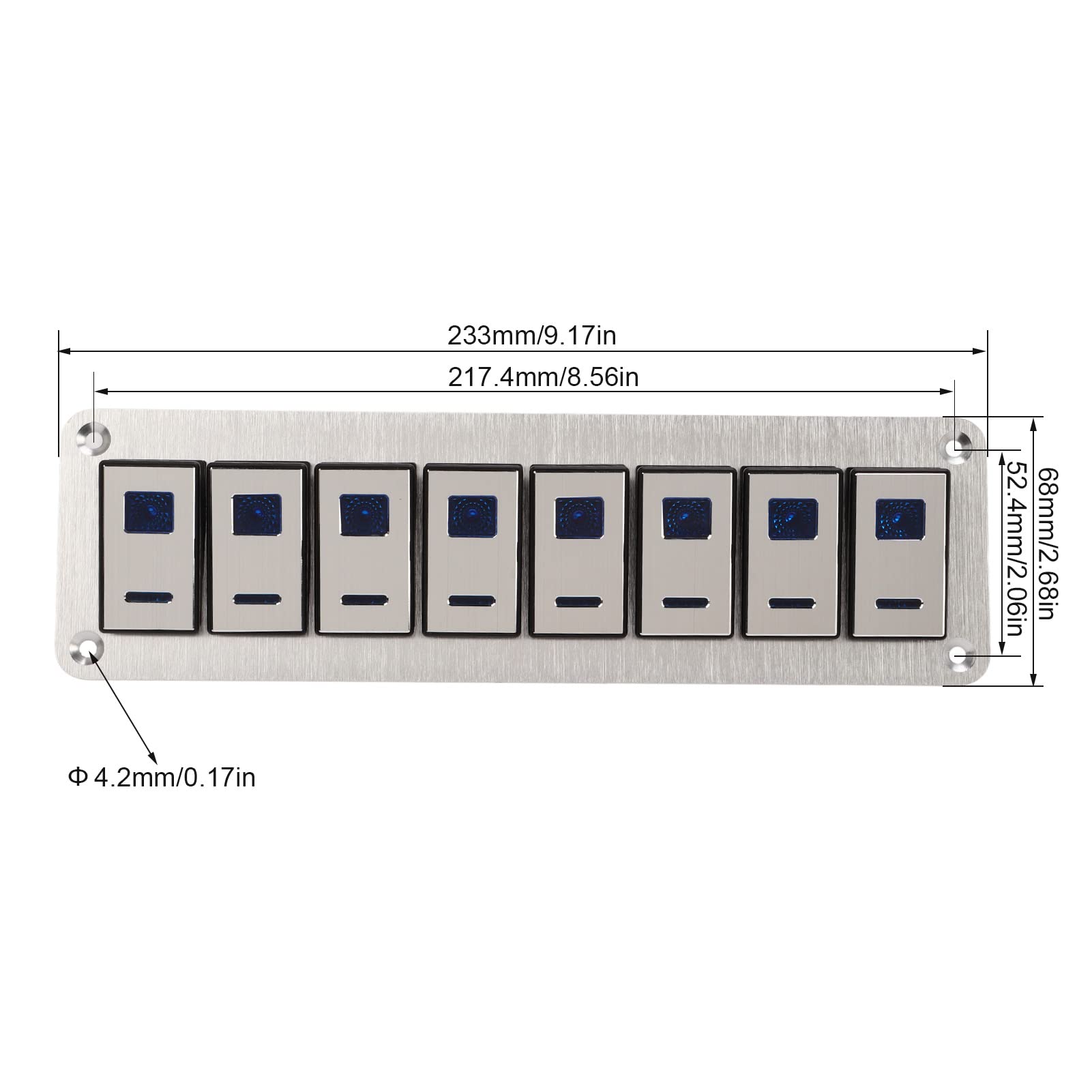 Panel Przełączników Kołyskowych 8 Gang 12-24 V Włącz i Wyłącz Sterowanie światłami Panel Włącznika Niebieskiego światła dla Samochodów Kempingowych