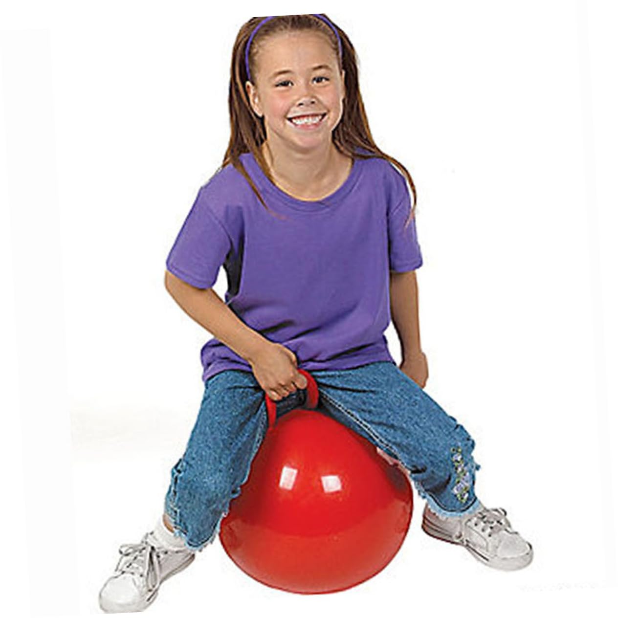 BESPORTBLE Inflatable Hop Ball Red Jumping Ball with Handle Promotes Coordination Balance for Indoor Ages