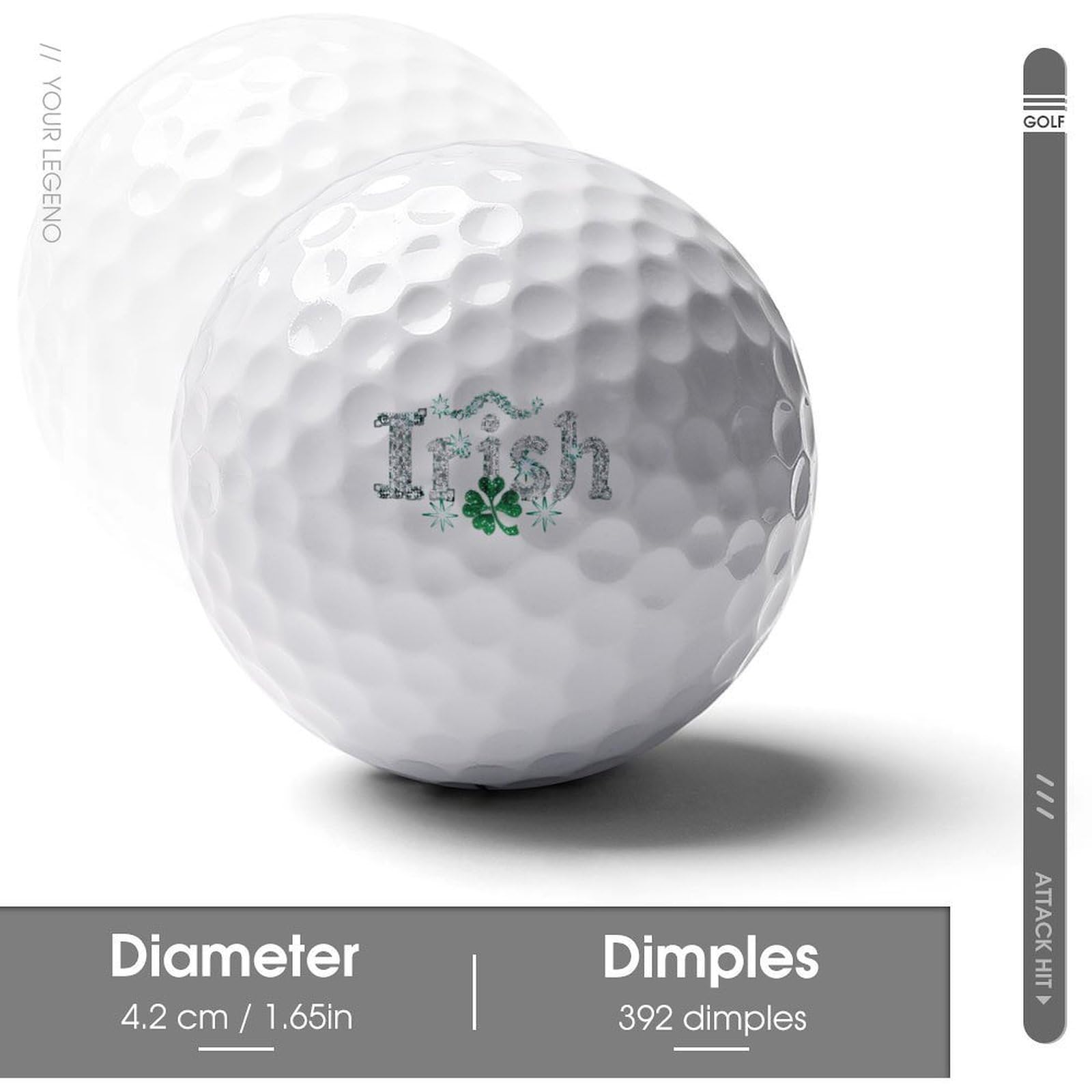 Diamon Irish Clover Novelty Golf Balls Soft Elasticity Feel Printed Golfs Training Ball Outdoor Sporting Goods