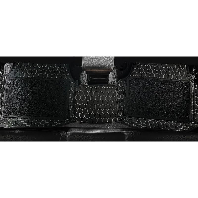Image of 7D Car Foot Mat Compatible with Chevrolet Sail | Universal Fit, Luxury Leather Car Floor Mat with Detachable Curly Mat | Waterproof, Anti-Slip | Color: Black Silver