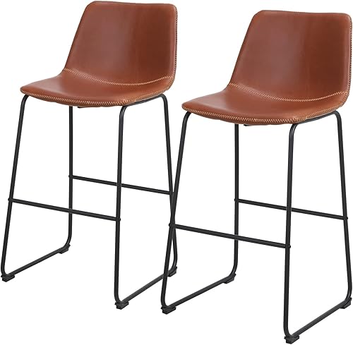 CPSUN Home Office Desk Chairs 2pcs Wrought Iron bar Stool Steel high Back Chair Home Furniture Kitchen Counter (Color Brown)