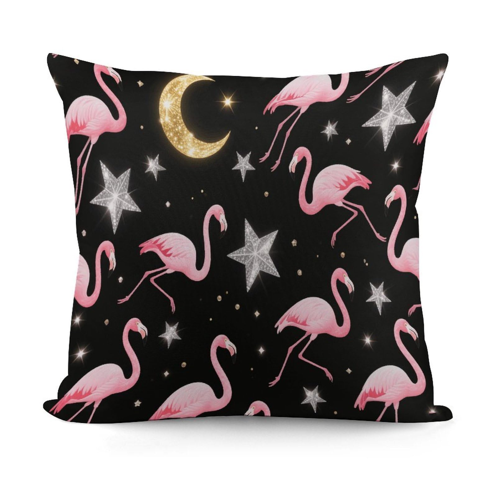 VstaDank Flamingos Pillow Cover with Invisible Zipper Square Throw Pillowcase Plush Couch Sofa Pillow Case 18x18 Inch Decorative Throw Cushion Covers for Sofa Living Pillowcover