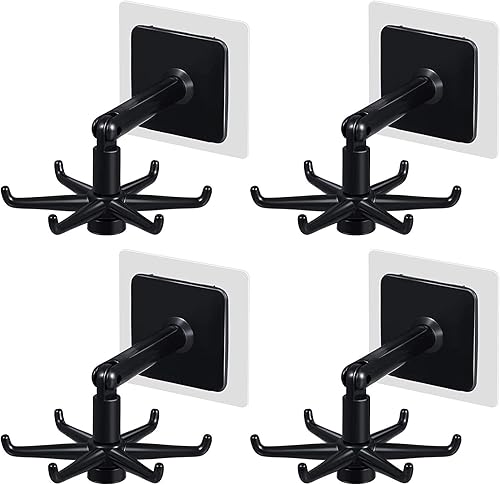 365Home Ganchos colgantes para utensilios de cocina, colgador de pared, giratorio de 360 grados, gancho plegable autoadhesivo, estante para