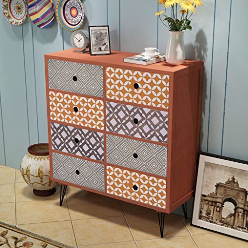 Tidyard Mueble Auxiliar Aparador Buffet con 8 Cajones de Diseño Retro para Dormitorio Sala de Estar o de Relax,MDF 68,5x30x80cm Marrón