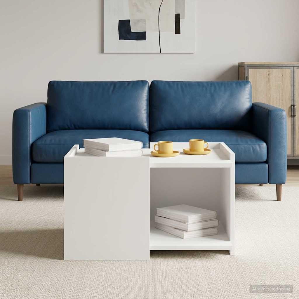 Table Basse Blanc Meuble Salon Rangement Console Moderne Séjour Bois d'Ingénierie