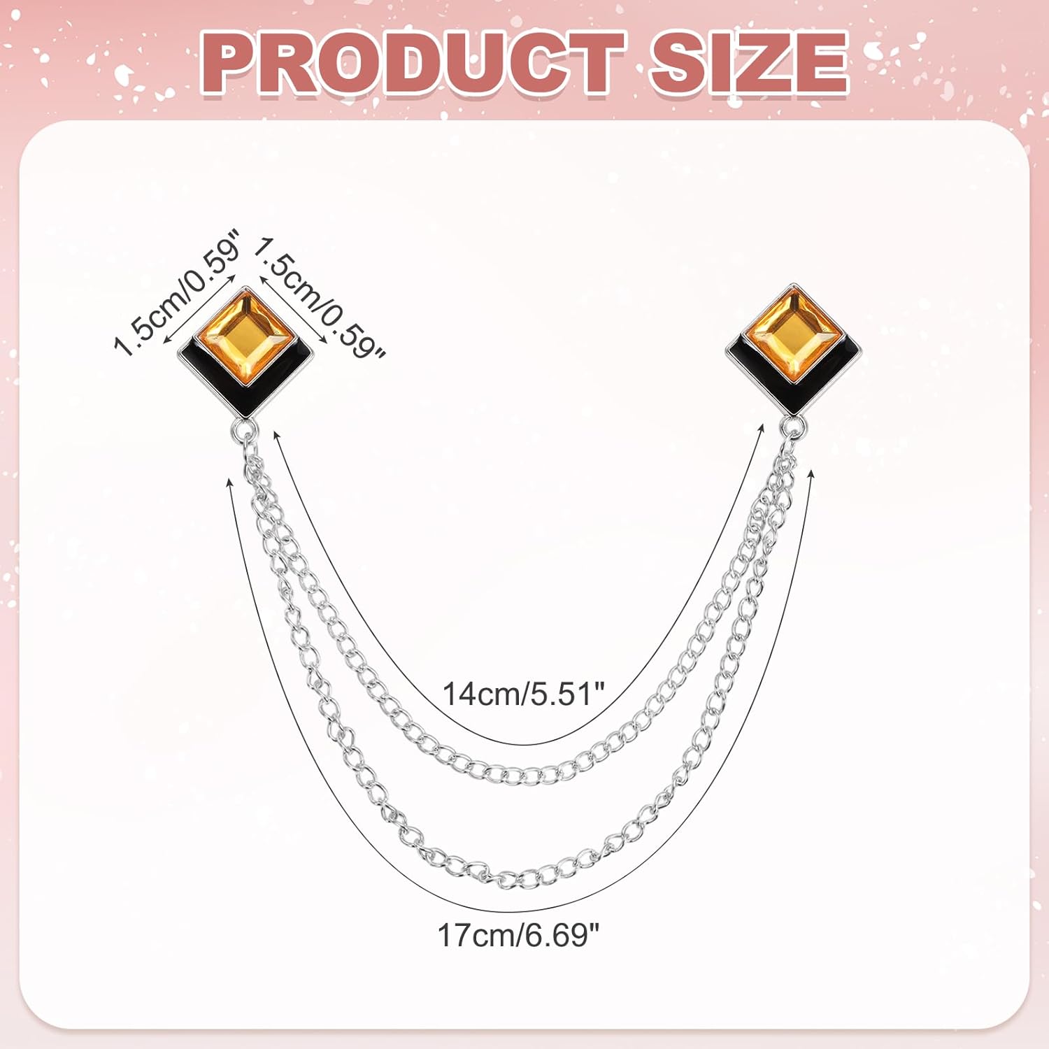 PATIKIL Gem Chain Brooch Pins, Hanging Chain Brooch Suit Pin Tassel Chain Square Crystal Badge Lapel Collar Pins for Women - Image 2