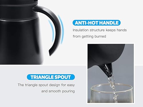 Miniatura 10 de Luvan Jarra térmica de acero inoxidable 304 de grado alimenticio de 20 L 68 onzas doble pared aislada al vacío cafetera con botón de presión