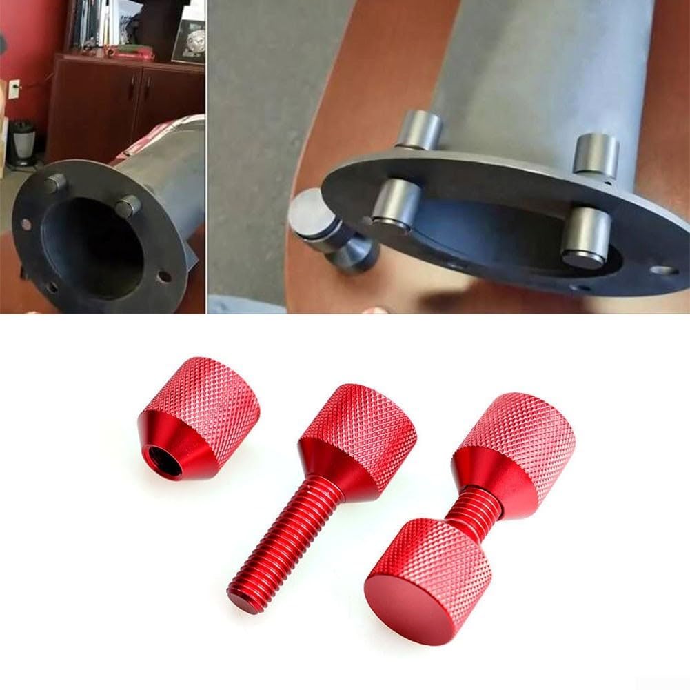 Juego de pasadores de posicionamiento de dos agujeros de brida de aluminio con nivel integrado para alineación de tuberías de 1-1/8 pulgadas degradado de agujero rojo negro (negro, 4 piezas)