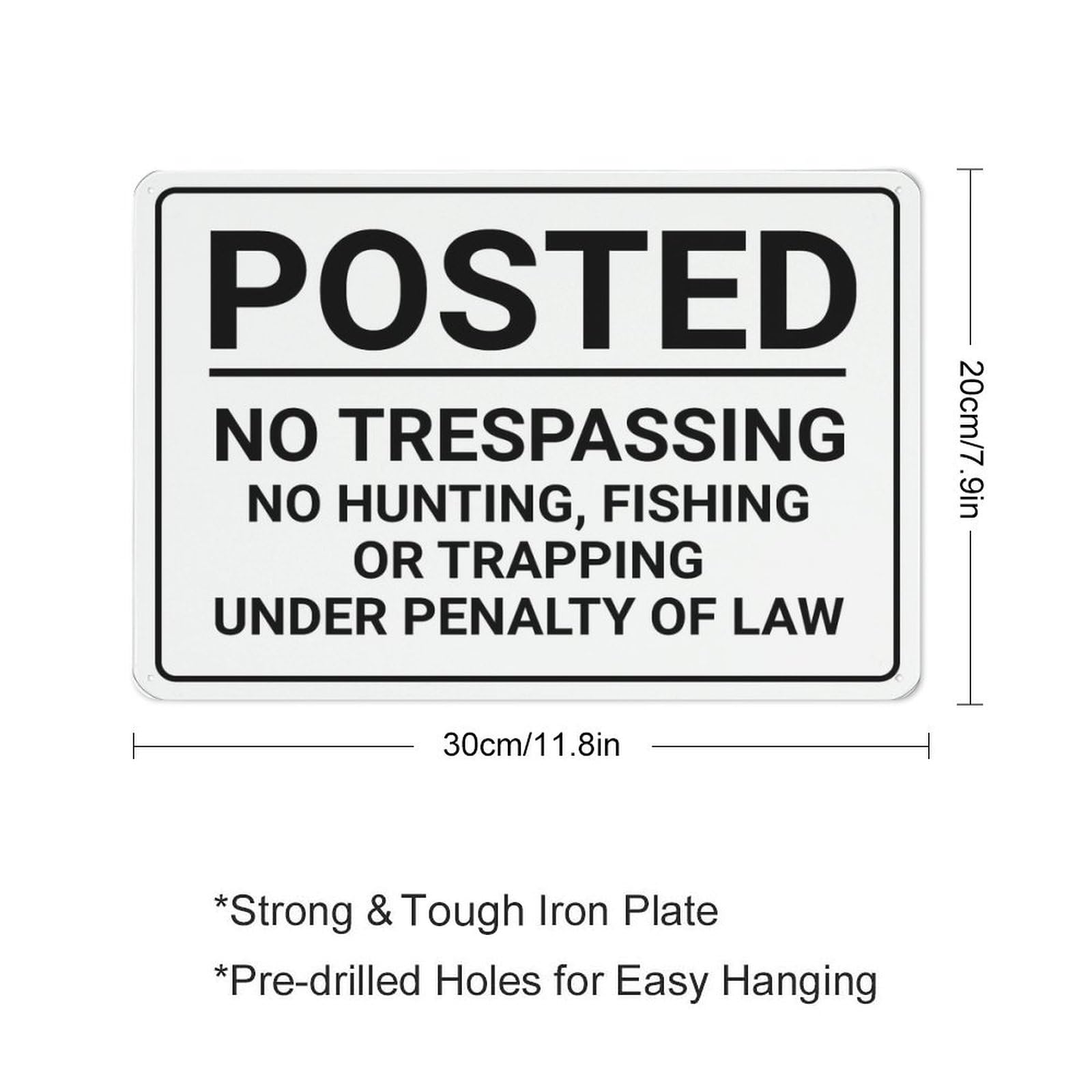 Posted No Trespassing No Hunting Fishing Or Trapping Sign, 12 X 8 Inches Rust Free Aluminum Metal Sign, Weather Resistant Durable In Easy To Mount