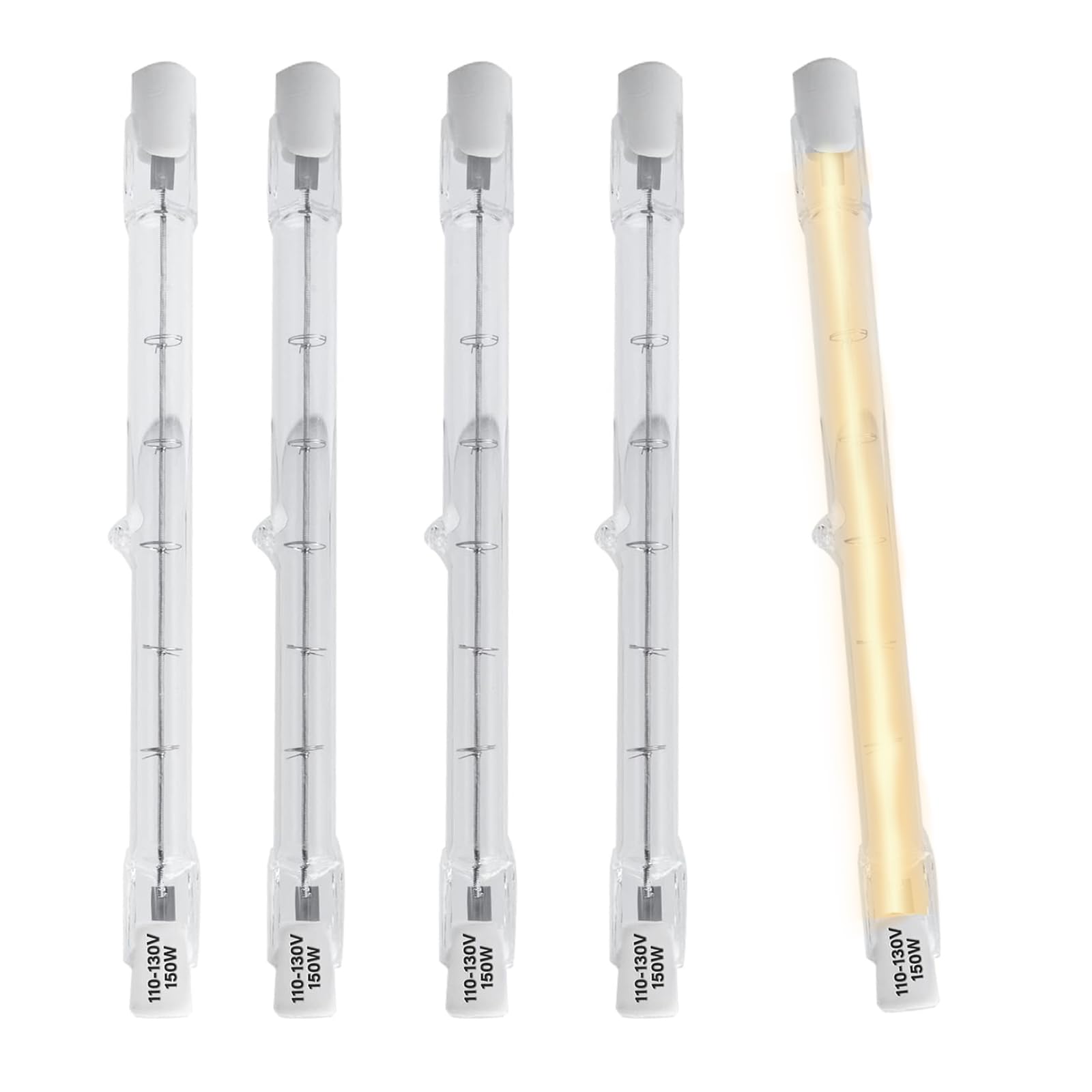 5 Pack 150W Halogen Light Bulbs 4.65 Inch(118mm) J Type T3 R7S Base Double Ended Filament Flood Lights Quartz Tube Lamps 120V