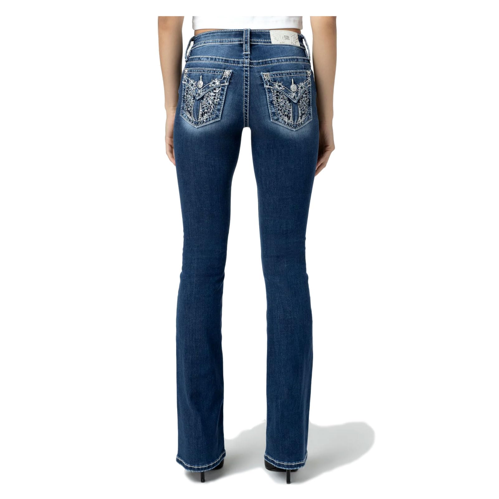 Miss Me Women's Albus Faux Flap Pocket Mid-Rise Bootcut Jeans