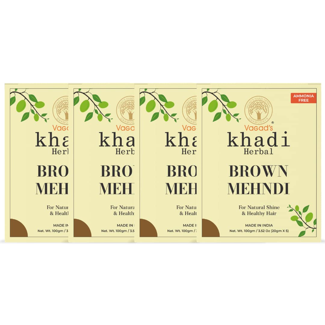 Vagad's Khadi Pure Natural Brown Mehndi for Hair with goodness of Neem|Ammonia Free | For longlasting Natural Hair Colour (Pack of 4x100 Gm Each)-picture-36