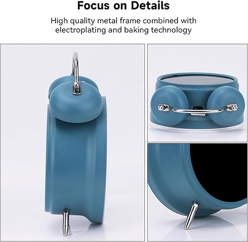 Miniatura 7 de JUSTUP Reloj despertador digital pequeño, reloj despertador electrónico LED de doble campana de 4.5 pulgadas, con enchufe o funciona con pilas,