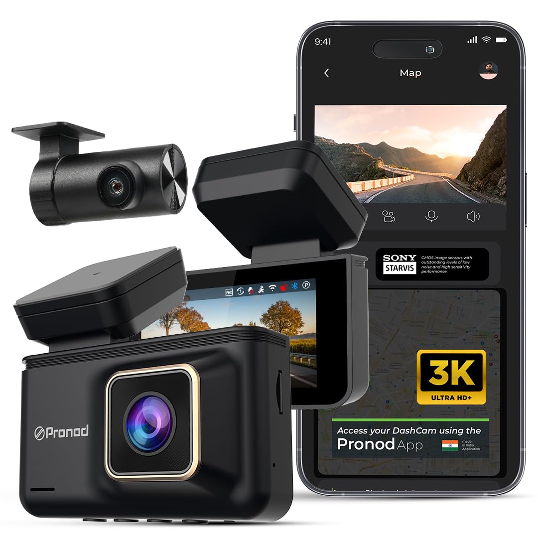 PRONOD 3K Dash Cam for Car Front and Rear | Dashcam for Car with Mic, AI Voice Control, 3" IPS Display, Sony Starvis Sensor, WiFi App Control, G-Sensor, 24H Parking Mode, Two Way Audio-Supports 256GB-image-42